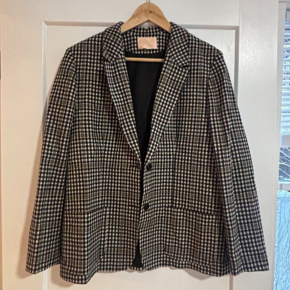 Beautiful Vintage Pendleton 100% Wool Houndstooth Blazer Jacket!